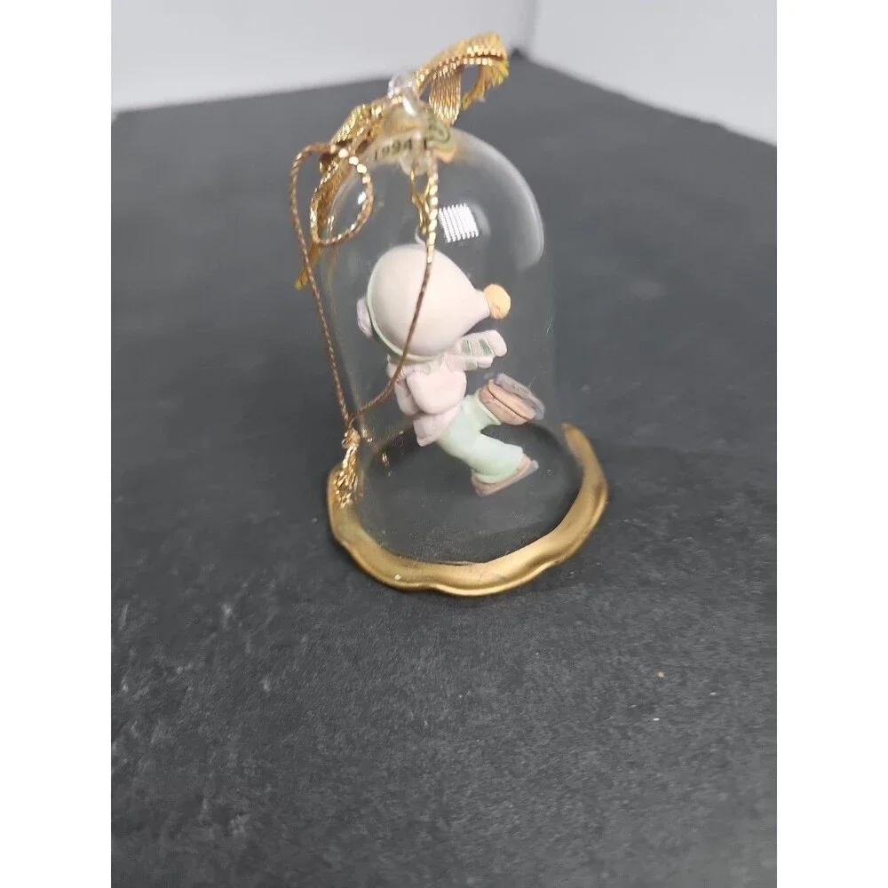 VINTAGE ENESCO PRECIOUS MOMENTS CHRISTMAS GLASS BELL CHRISTMAS ORNAMENT